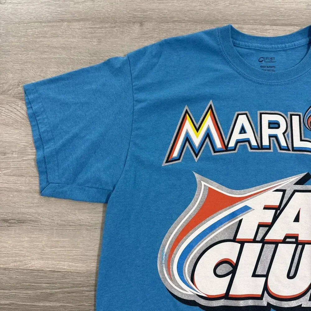Miami Marlins Shirt Fan Club Baseball Men's Blue XL Cotton Blend Tee MLB